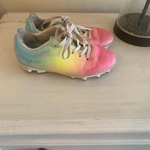 Rainbow soccer cleats size 13 little girls